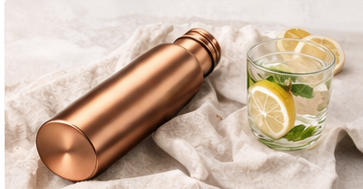 Copper bottle with lemon water